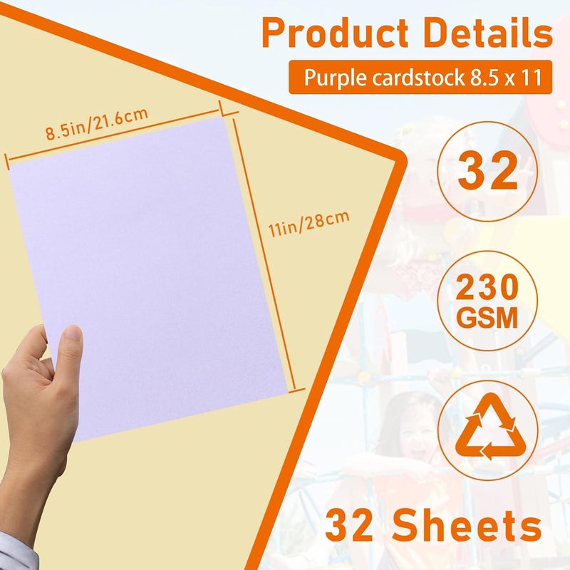Guakicae 32 Sheets Light Purple Cardstock 8.5 x 11 Craft Paper, 230gsm/80lb Premium Lavender Card Stock Printer Paper for DIY Cards Making, Invitations, Greeting Cards, Certificates - Image 2